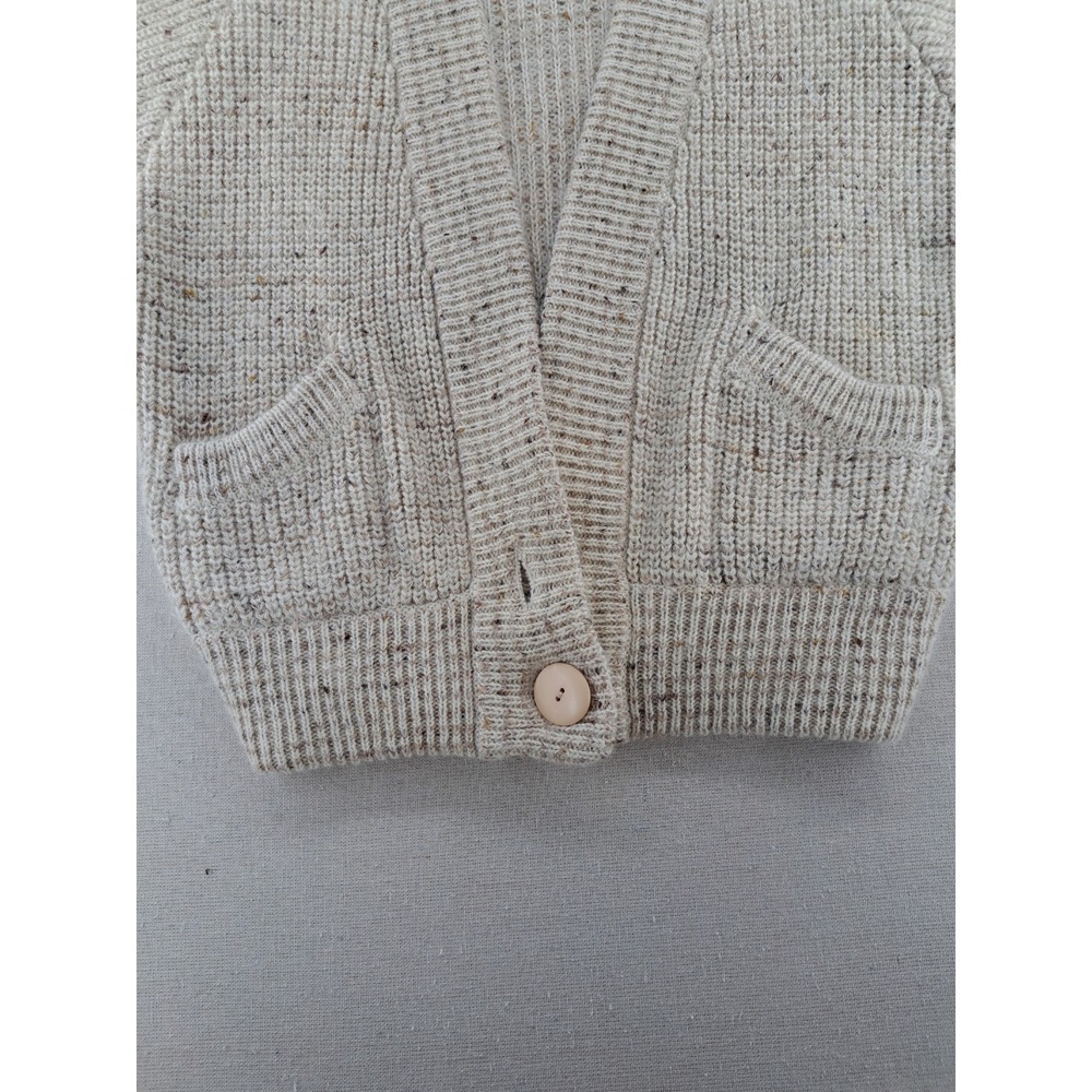 Vtg Mohair Blend Cardigan Sweater Womens Large Natural Fuzzy Chunky Knit Baggy - Picture 4 of 10